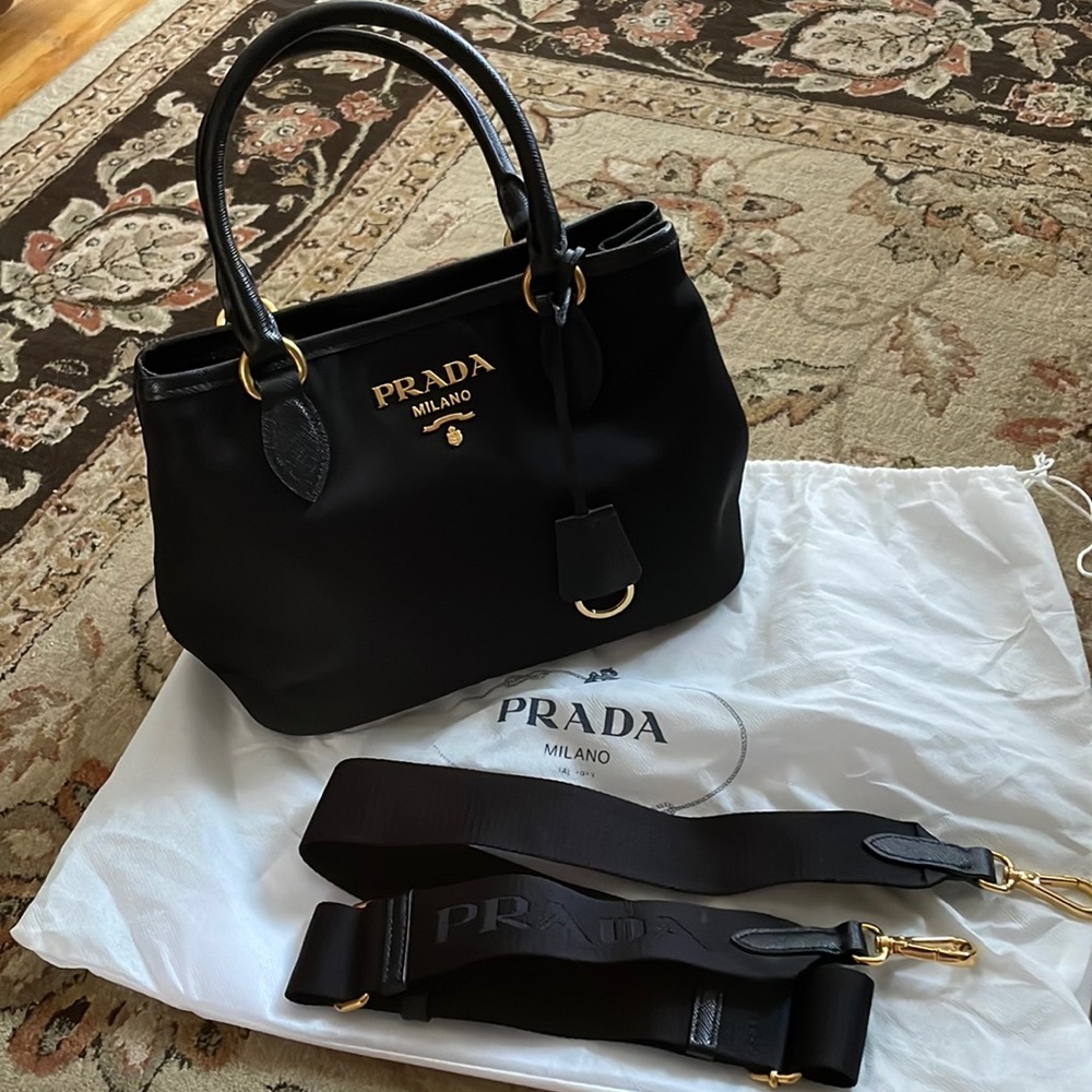 Prada Black Tessuto Nylon/Leather Crossbody Bag